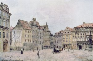 Vista del lato nord-est di Staromestsky Rynk nel 1896, da 